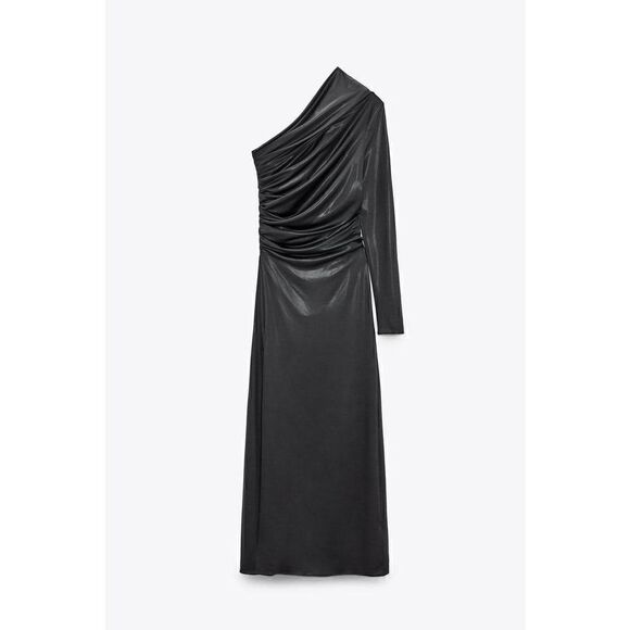 ZARA SPARKLY DRAPED DRESS dark gray - Picture 6 of 11